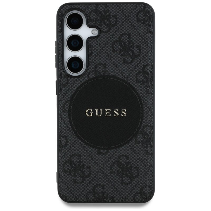 Husa Samsung Galaxy S25 Guess 4G Circle Classic Logo MagSafe, negru, GUHMS25SP4PGRSGK