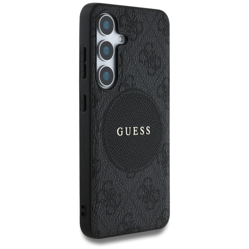Husa Samsung Galaxy S25 Guess 4G Circle Classic Logo MagSafe, negru, GUHMS25SP4PGRSGK