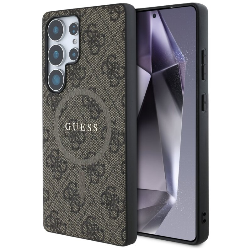 Husa Samsung Galaxy S25 Ultra Guess 4G Ring Classic Logo MagSafe, maro, GUHMS25LG4GFRW