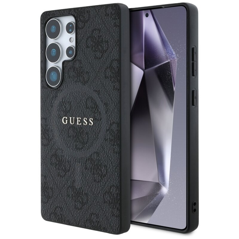 Husa Samsung Galaxy S25 Ultra Guess 4G Ring Classic Logo MagSafe, negru, GUHMS25LG4GFRK