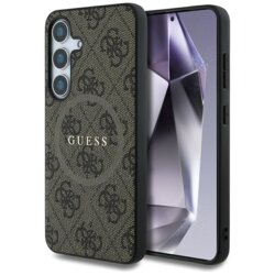Husa Samsung Galaxy S25 Guess 4G Ring Classic Logo MagSafe, maro, GUHMS25SG4GFRW