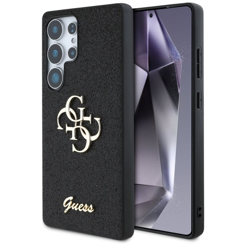 Husa Guess Glitter Script Big 4G Logo Samsung Galaxy S25 Ultra, negru, GUHCS25LHG4SGK