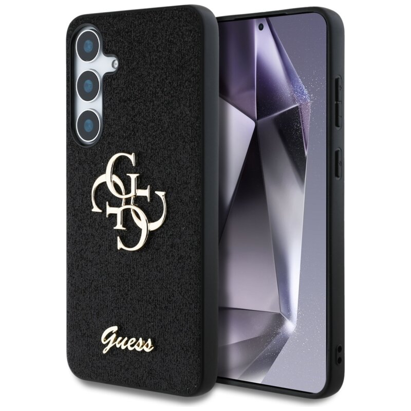Husa Guess Glitter Script Big 4G Logo Samsung Galaxy S25, negru, GUHCS25SHG4SGK