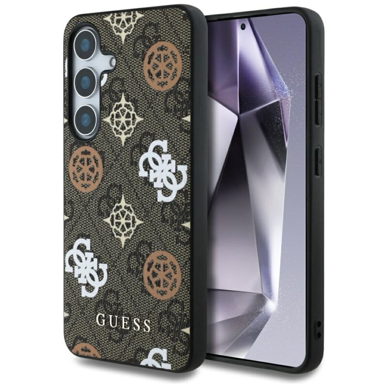Husa originala Guess Samsung Galaxy S25 Hardcase 4G Peony, maro, GUHMS25SP4PWPW
