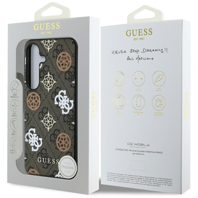 Husa originala Guess Samsung Galaxy S25 Hardcase 4G Peony, maro, GUHMS25SP4PWPW