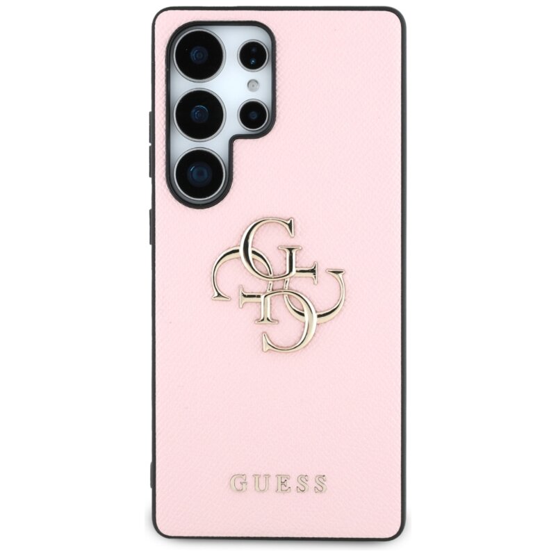 Husa originala Guess Samsung Galaxy S25 Ultra Hardcase 4G Grained Big and Classic Logo, roz, GUHCS25LPGT4MBP