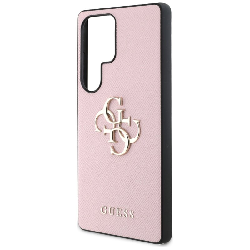 Husa originala Guess Samsung Galaxy S25 Ultra Hardcase 4G Grained Big and Classic Logo, roz, GUHCS25LPGT4MBP