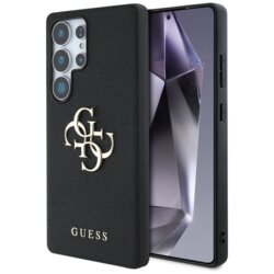 Husa originala Guess Samsung Galaxy S25 Ultra Hardcase 4G Grained Big and Classic Logo, negru, GUHCS25LPGT4MBK