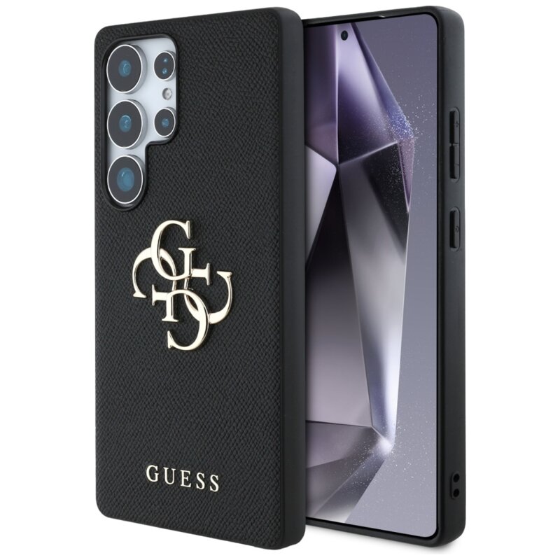 Husa originala Guess Samsung Galaxy S25 Ultra Hardcase 4G Grained Big and Classic Logo, negru, GUHCS25LPGT4MBK