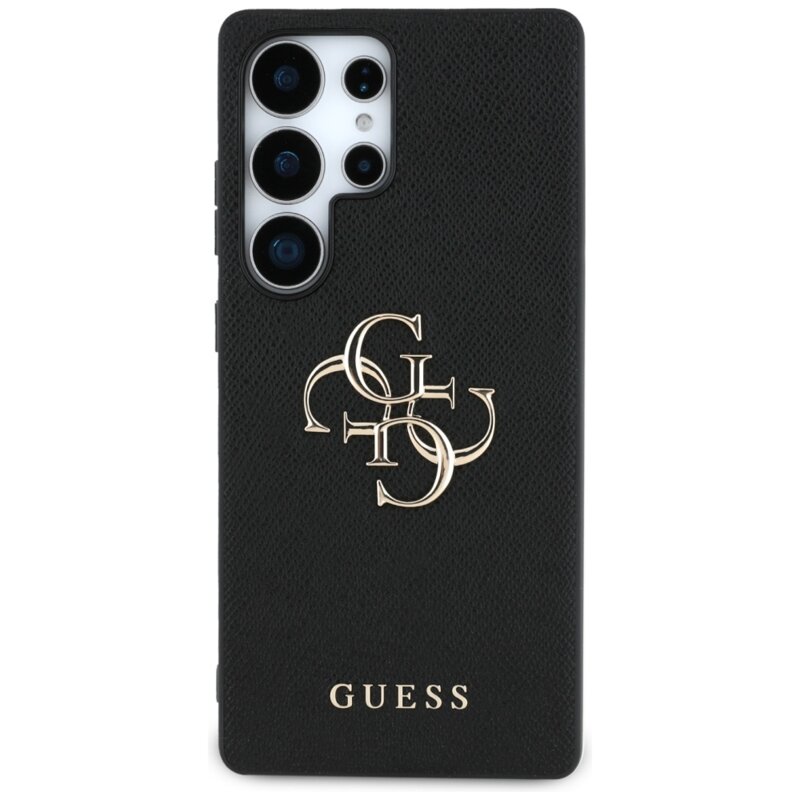 Husa originala Guess Samsung Galaxy S25 Ultra Hardcase 4G Grained Big and Classic Logo, negru, GUHCS25LPGT4MBK