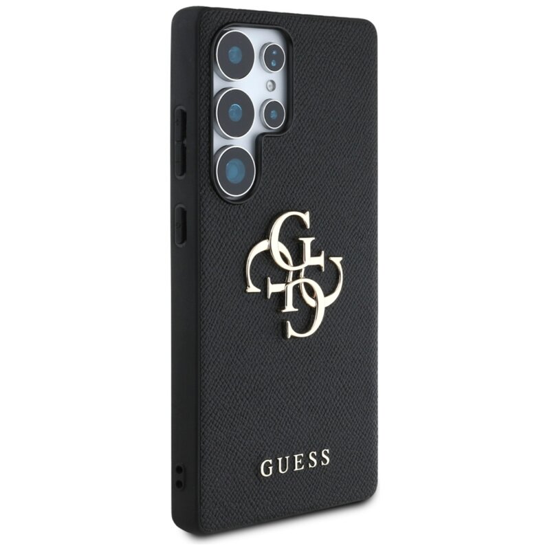 Husa originala Guess Samsung Galaxy S25 Ultra Hardcase 4G Grained Big and Classic Logo, negru, GUHCS25LPGT4MBK