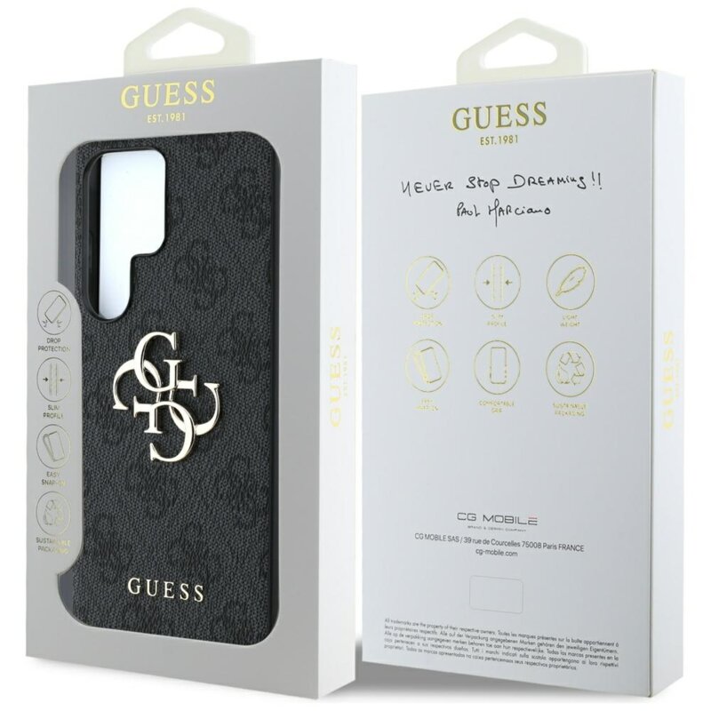 Husa originala Guess Samsung Galaxy S25 Ultra Hardcase 4G Big Metal Logo, negru, GUHCS25L4GMGGR