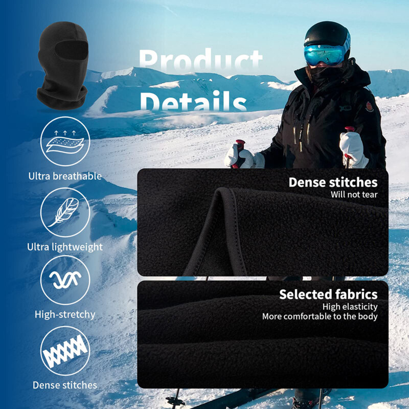 Cagula fleece polar, masca ski Techsuit, termica, unisex, negru