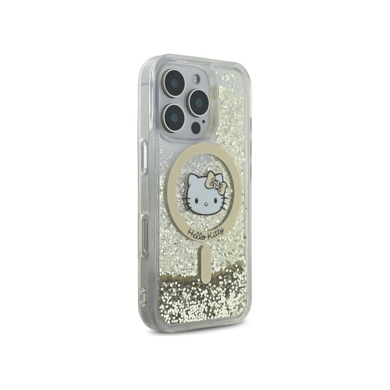 Husa Hello Kitty iPhone 16 Pro Hardcase Liquid Glitter Fever MagSafe, HKHMP16LLGDIH, alb