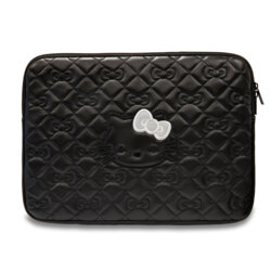 Husa laptop 14 inch cu fermoar Hello Kitty Zip PU Quilted Bows, negru, HKCSZPEKHBPK