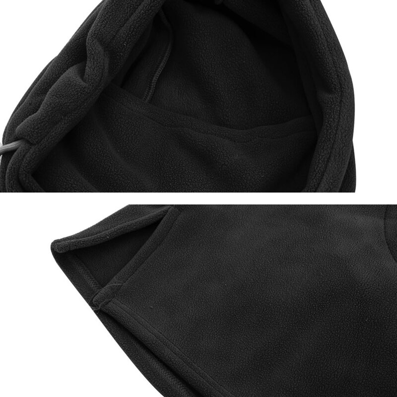 Cagula ski dama, fular fleece polar Techsuit, ajustabil, negru