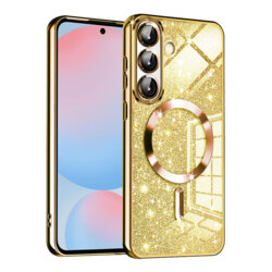 Husa premium Samsung Galaxy A56 5G Techsuit Luxury Glitter MagSafe, auriu