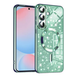 Husa premium Samsung Galaxy A56 5G Techsuit Luxury Glitter MagSafe, verde deschis