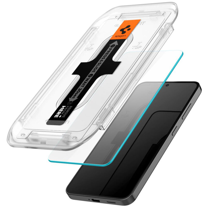 [Pachet 2x] Folie Samsung Galaxy S25 Spigen Glas.tR EZ Fit, transparenta