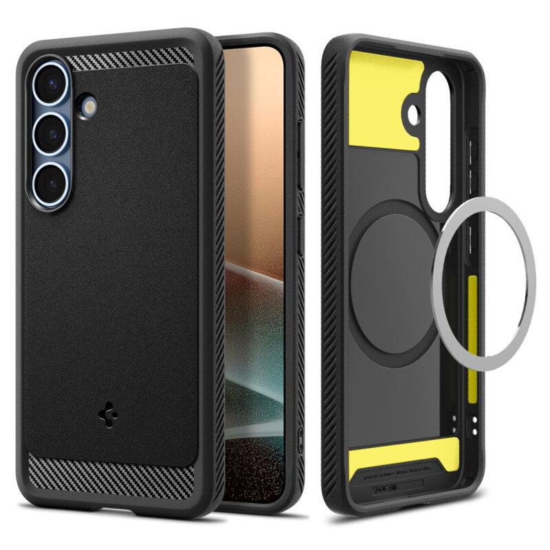 Husa Samsung Galaxy S25 Spigen Rugged Armor MagSafe, negru