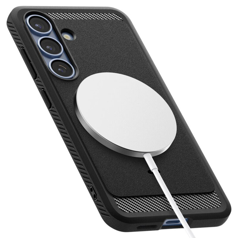 Husa Samsung Galaxy S25 Spigen Rugged Armor MagSafe, negru