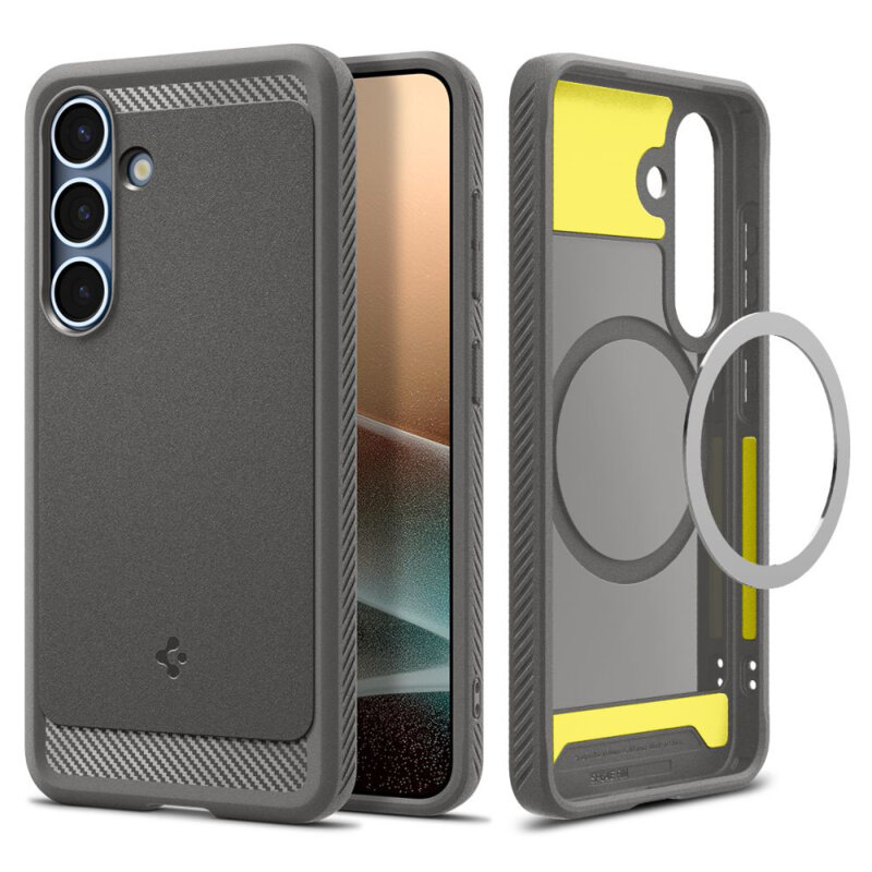 Husa Samsung Galaxy S25 Spigen Rugged Armor MagSafe, gri