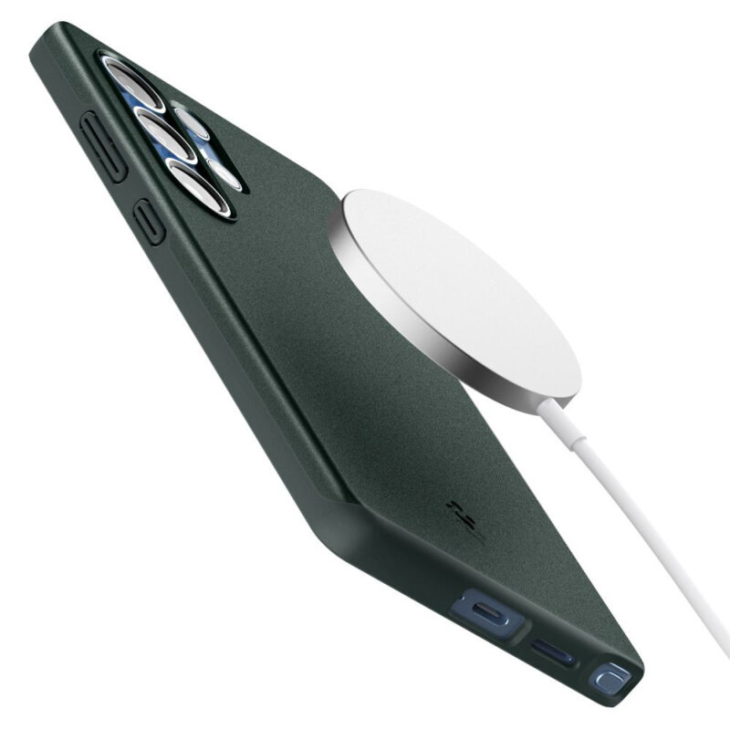 Husa Samsung Galaxy S25 Ultra Spigen Thin Fit MagSafe, verde inchis