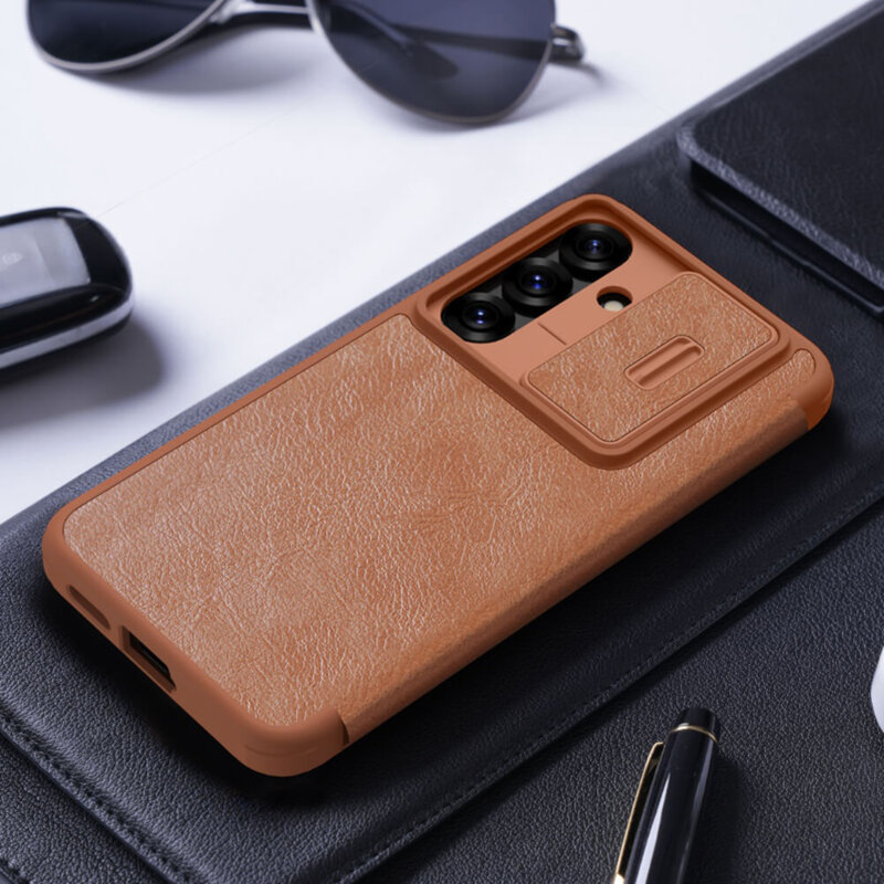Husa Samsung Galaxy S25 Plus Nillkin Qin Pro Leather Case, maro