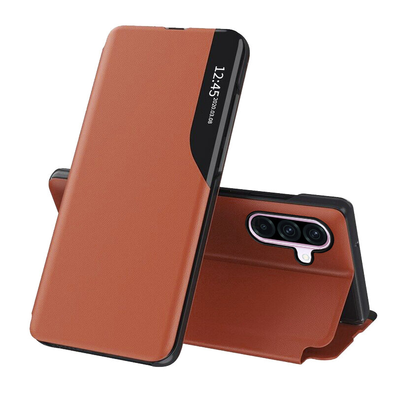 Husa Samsung Galaxy A56 5G Eco Leather View flip tip carte, portocaliu