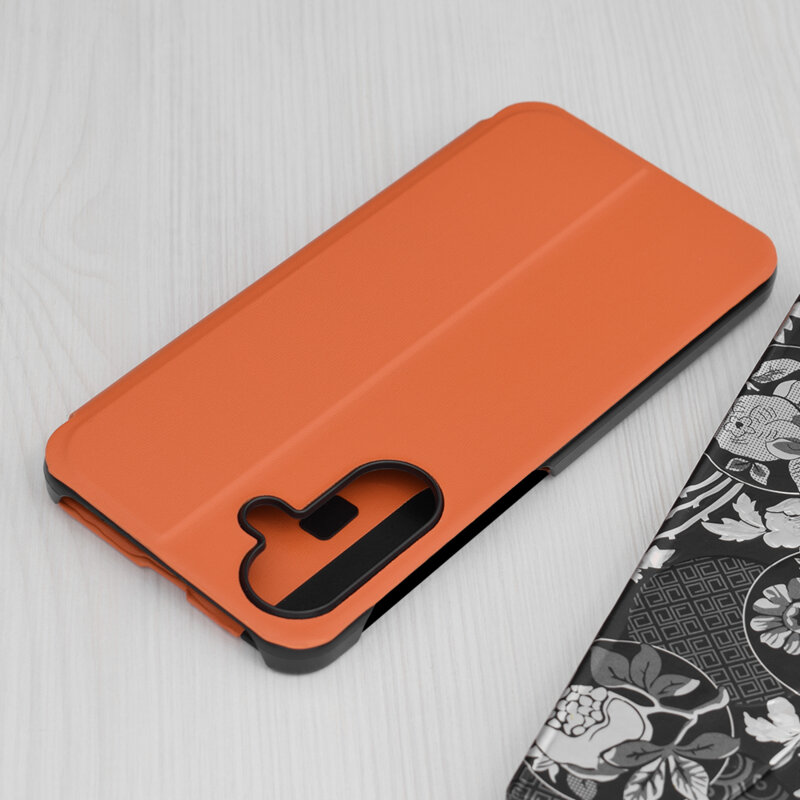 Husa Samsung Galaxy A56 5G Eco Leather View flip tip carte, portocaliu