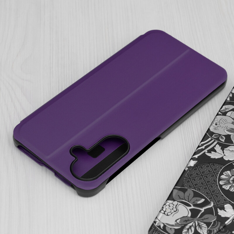 Husa Samsung Galaxy A56 5G Eco Leather View flip tip carte, mov