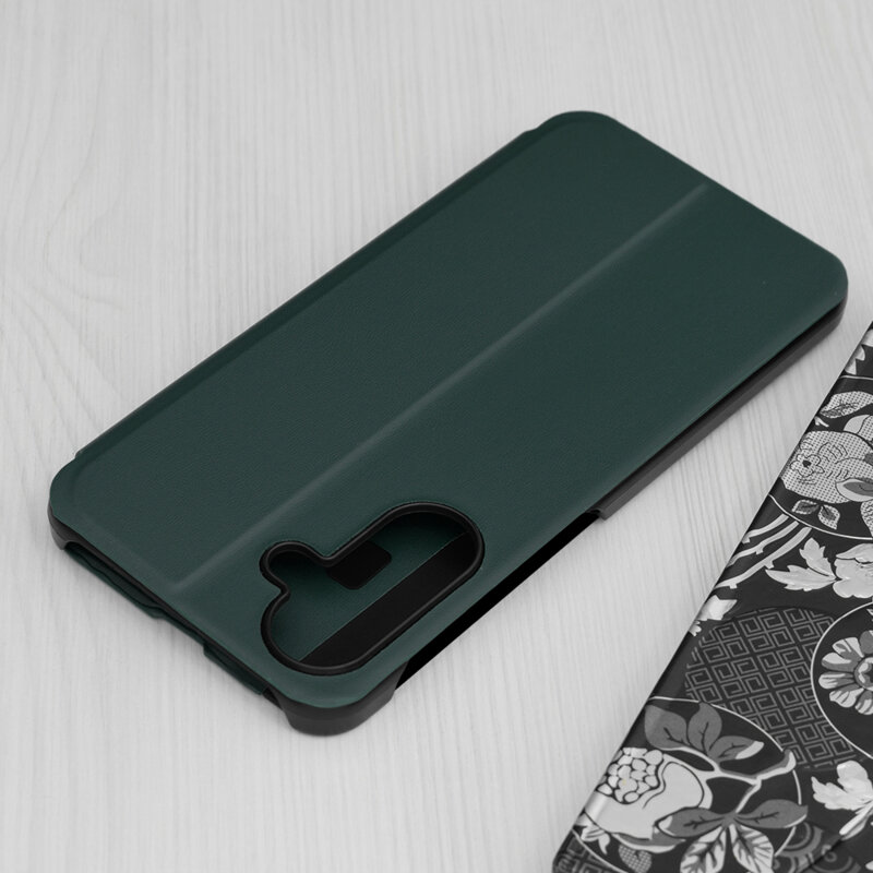 Husa Samsung Galaxy A56 5G Eco Leather View flip tip carte, verde