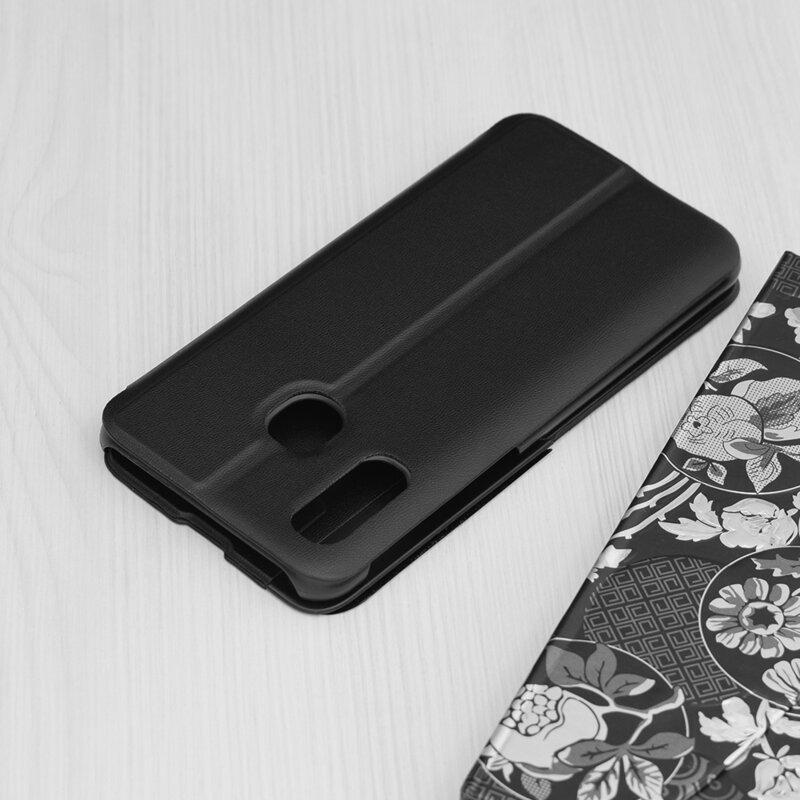Husa Samsung Galaxy A40 Eco Leather View flip tip carte, negru