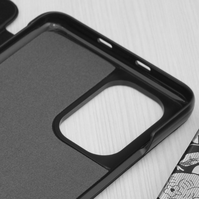 Husa Xiaomi Poco F3 Eco Leather View flip tip carte, negru