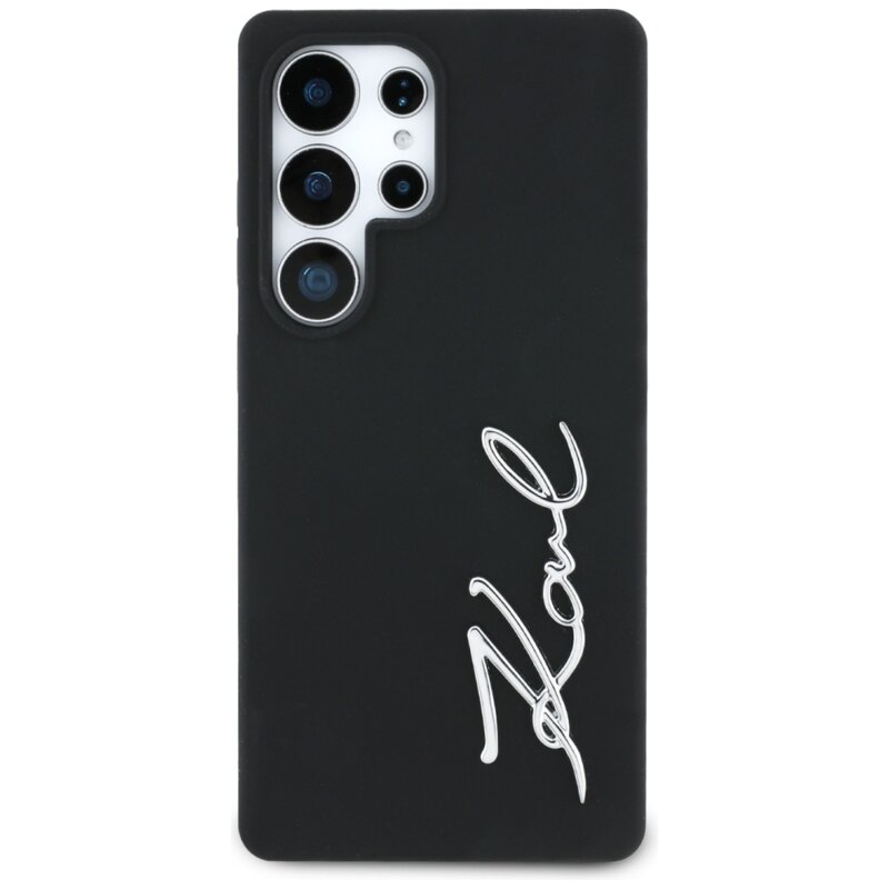 Husa Karl Lagerfeld Samsung Galaxy S25 Ultra Silicone Sign Metal Logo, negru, KLHCS25LSCMSMVK