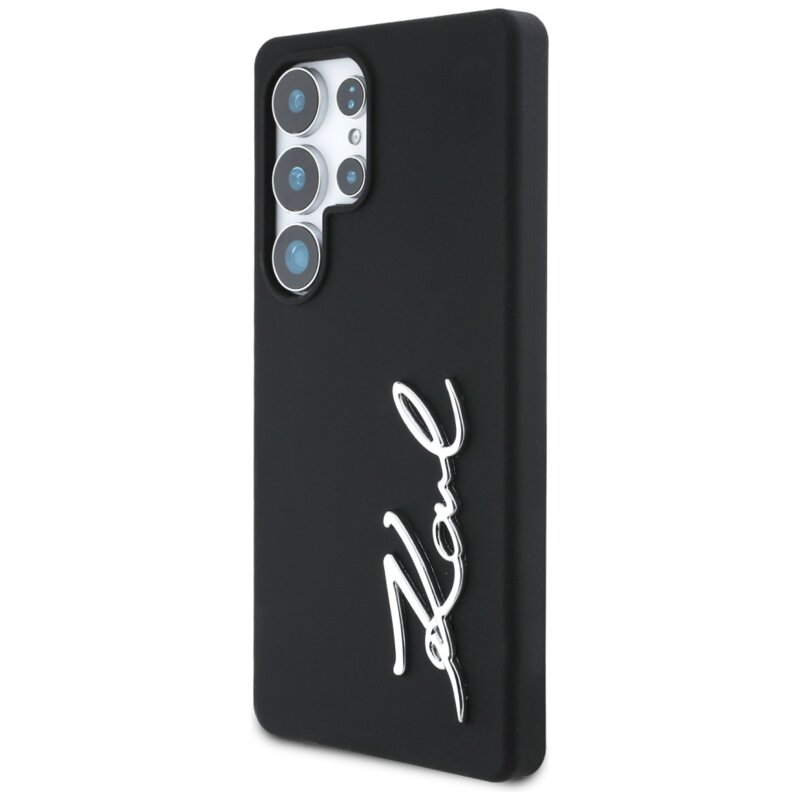 Husa Karl Lagerfeld Samsung Galaxy S25 Ultra Silicone Sign Metal Logo, negru, KLHCS25LSCMSMVK