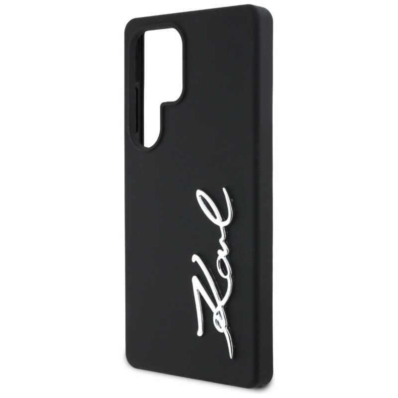 Husa Karl Lagerfeld Samsung Galaxy S25 Ultra Silicone Sign Metal Logo, negru, KLHCS25LSCMSMVK