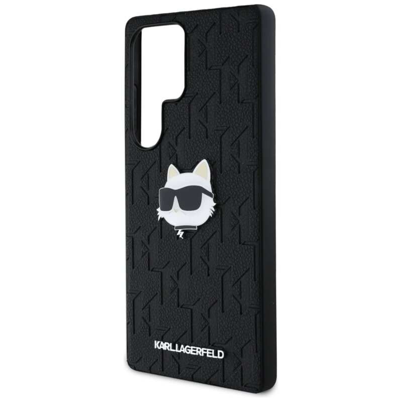 Husa Samsung Galaxy S25 Ultra Karl Lagerfeld Hardcase Monogram Leather, Choupette Head Pin, KLHCS25LPGKLCHPK