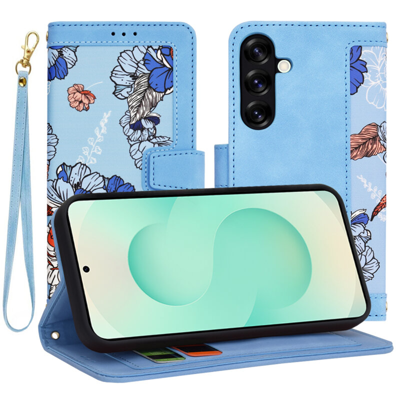 Husa personalizata fete Samsung Galaxy S25 Plus Techsuit FlipCraft, bleu