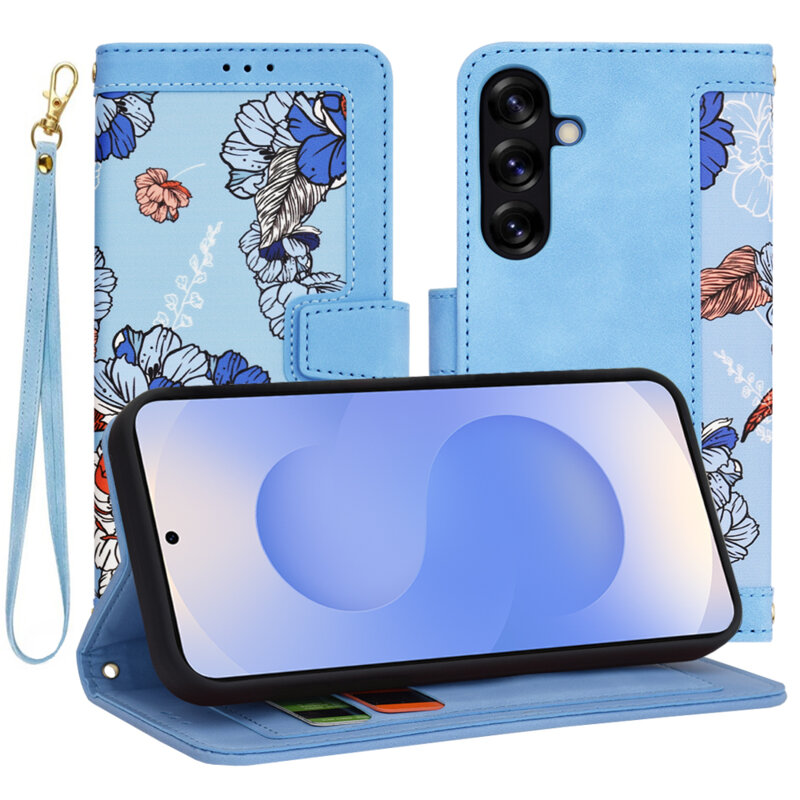 Husa personalizata fete Samsung Galaxy S25 Techsuit FlipCraft, bleu