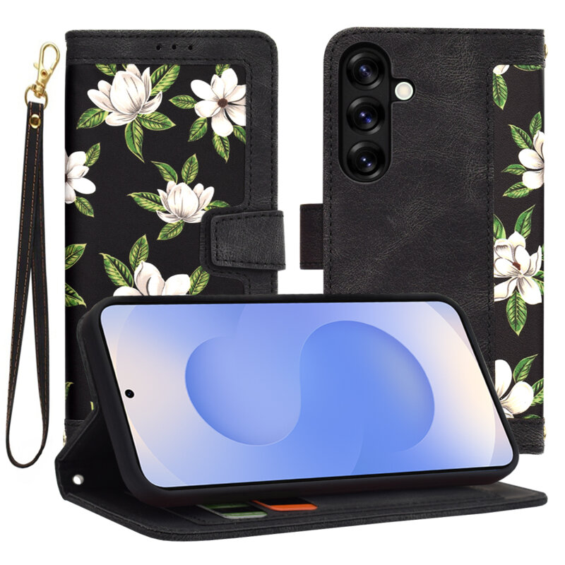 Husa personalizata fete Samsung Galaxy S25 Techsuit FlipCraft, negru