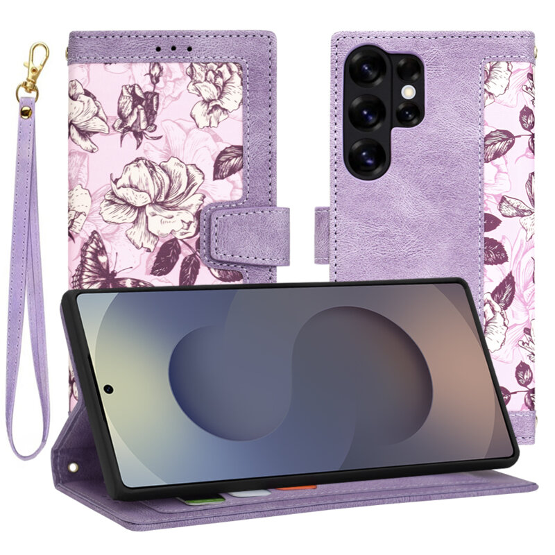 Husa personalizata fete Samsung Galaxy S25 Ultra Techsuit FlipCraft, mov