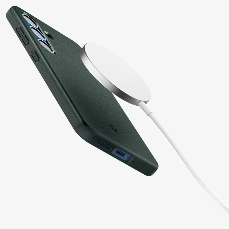 Husa Samsung Galaxy S25 Spigen Thin Fit MagSafe, verde inchis