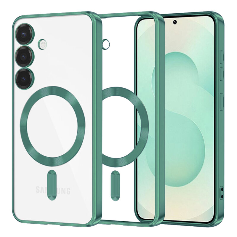 Husa premium Samsung Galaxy S25 Plus Techsuit Luxury Crystal MagSafe, verde deschis