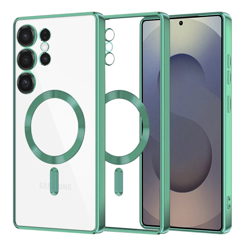 Husa premium Samsung Galaxy S25 Ultra Techsuit Luxury Crystal MagSafe, verde deschis