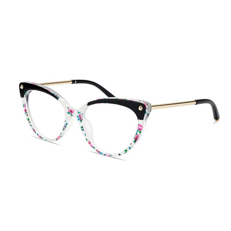 Ochelari cat eye calculator anti lumina albastra Techsuit, negru flowers, F93308