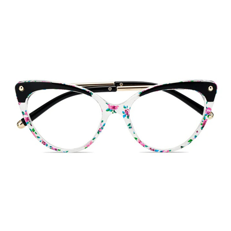 Ochelari cat eye calculator anti lumina albastra Techsuit, negru flowers, F93308