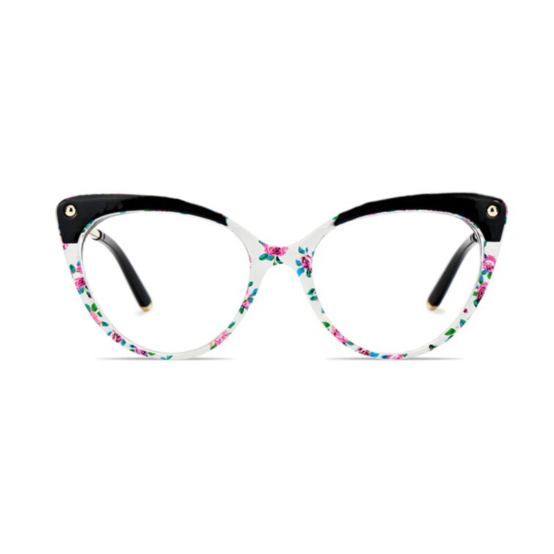Ochelari cat eye calculator anti lumina albastra Techsuit, negru flowers, F93308