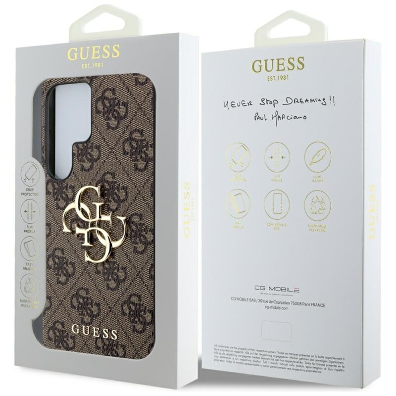 Husa originala Guess Samsung Galaxy S25 Ultra Hardcase 4G Big Metal Logo, maro, GUHCS25L4GMGBR