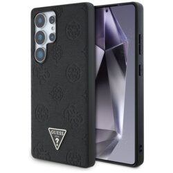 Husa Samsung Galaxy S25 Ultra Guess Peony Grained Hot Stamp Triangle Logo MagSafe, negru, GUHMS25LPGBTMK